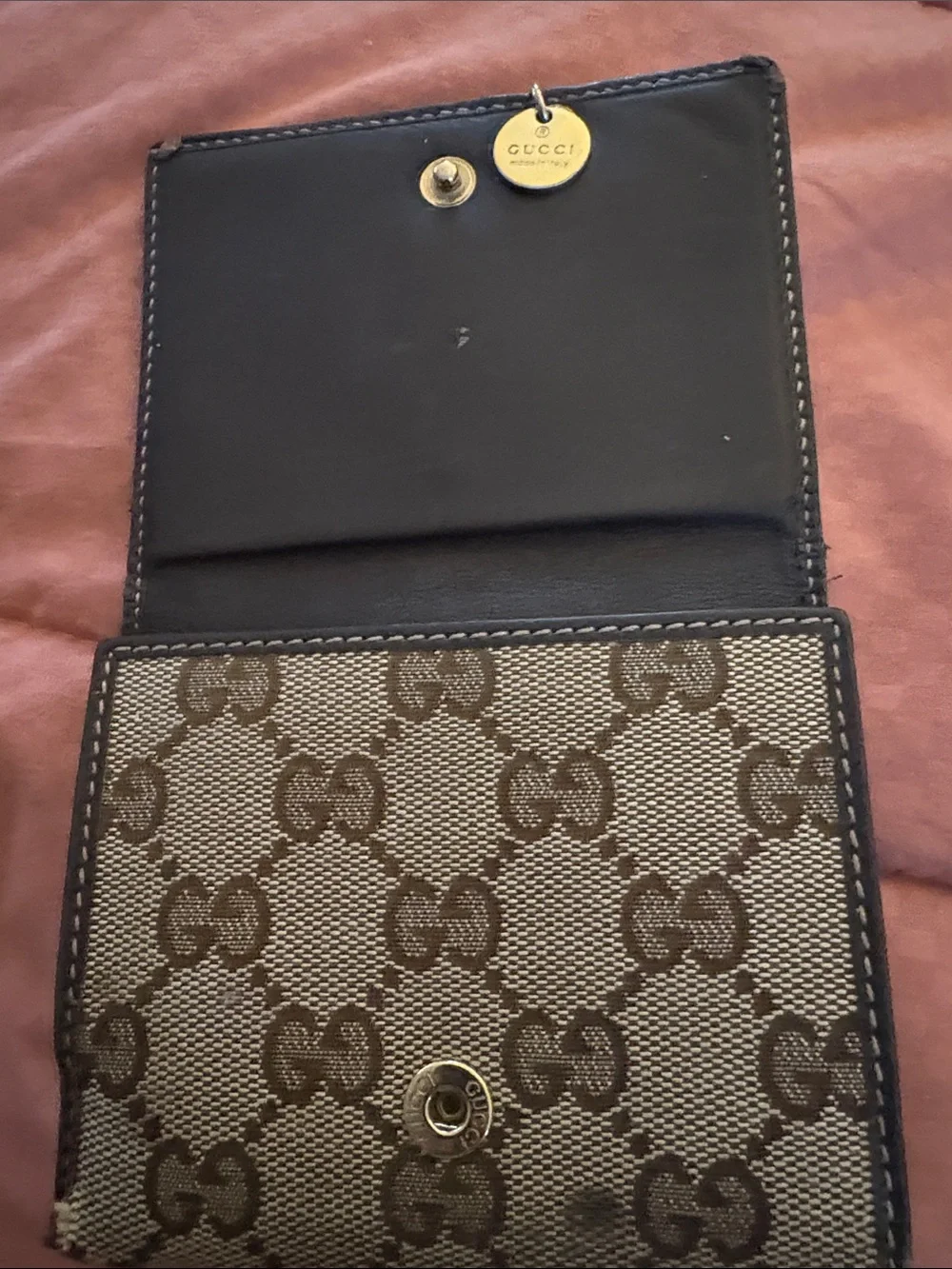 Brown Gucci Designer Monogram Fold Wallet with Owl Applique